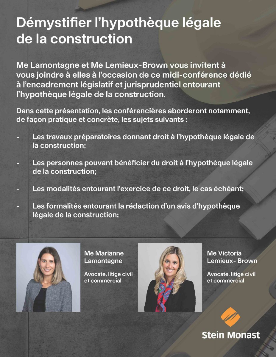 CAPMIDI Démystifier l’hypothèque légale de la construction CAPMIDI Démystifier l’hypothèque légale de la construction